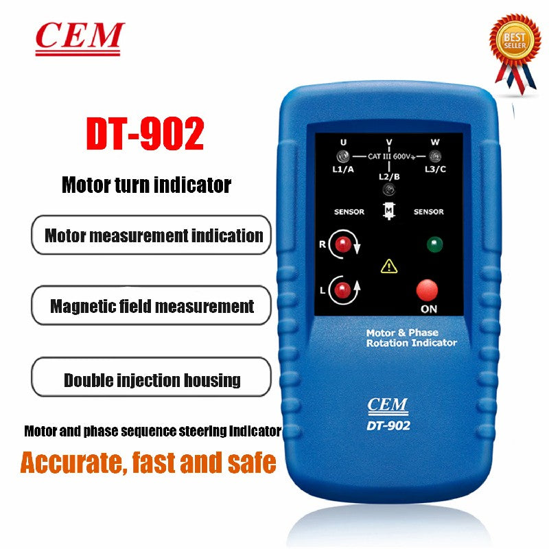 CEM DT-901 DT-902 Phase Rotation Indicator Three-Phase Electric Alternating Current Phase Sequence Steering Indicator CEM DT-901 DT-902 Phase Rotation Indicator Three-Phase Electric Alternating Current Phase Sequence Steering Indicator